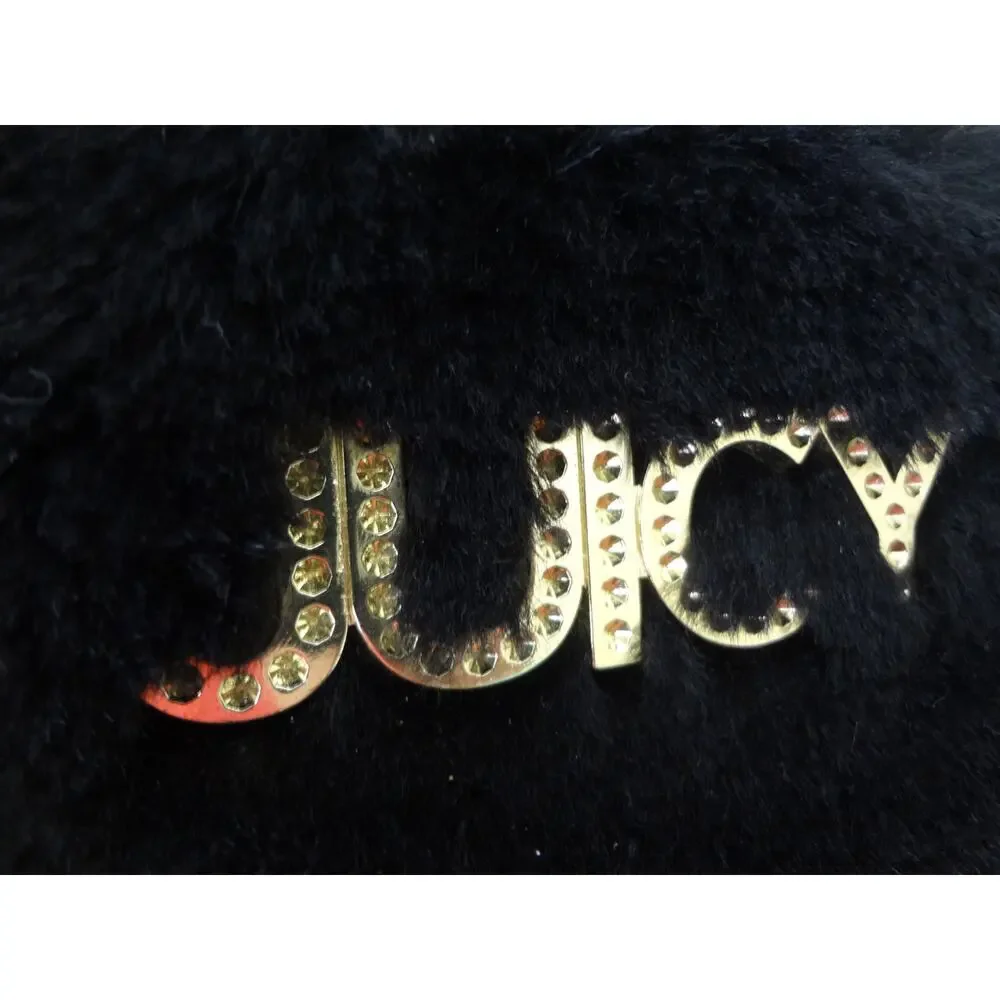 Juicy Couture Back Faux Fur Mini Small Backpack Red Heart Charm Gold Rhinestones